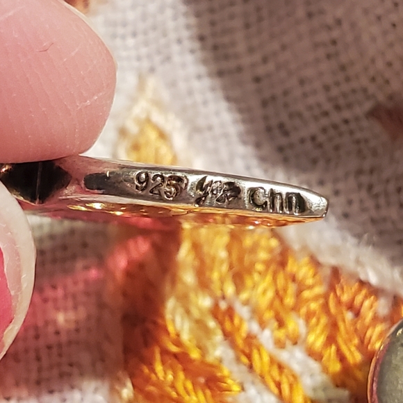 Vintage 925 Silver and Red Glass Purse Handbag Fancy Floral Charm Signed - Picture 4 of 5